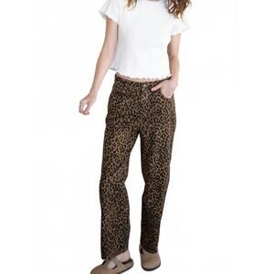 NEW THINGS BETWEEN cotton animal print pants in leopard